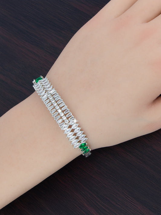 Rhodium Plated AD Band Style Bracelet