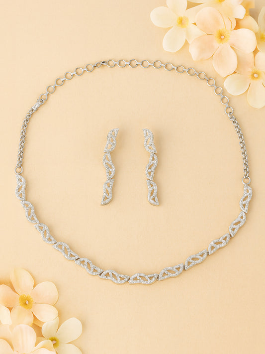 American Diamond White Minimal Jewellery Set For Women And Girls