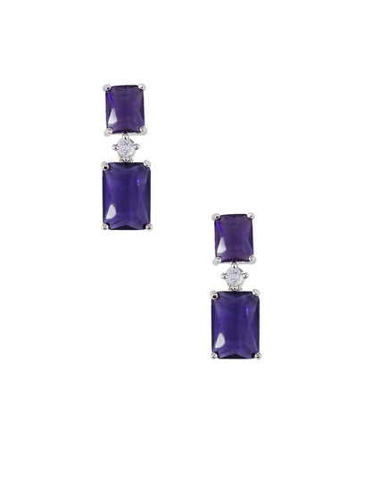 Purple Square Trendy American Diamond Jewellery Set