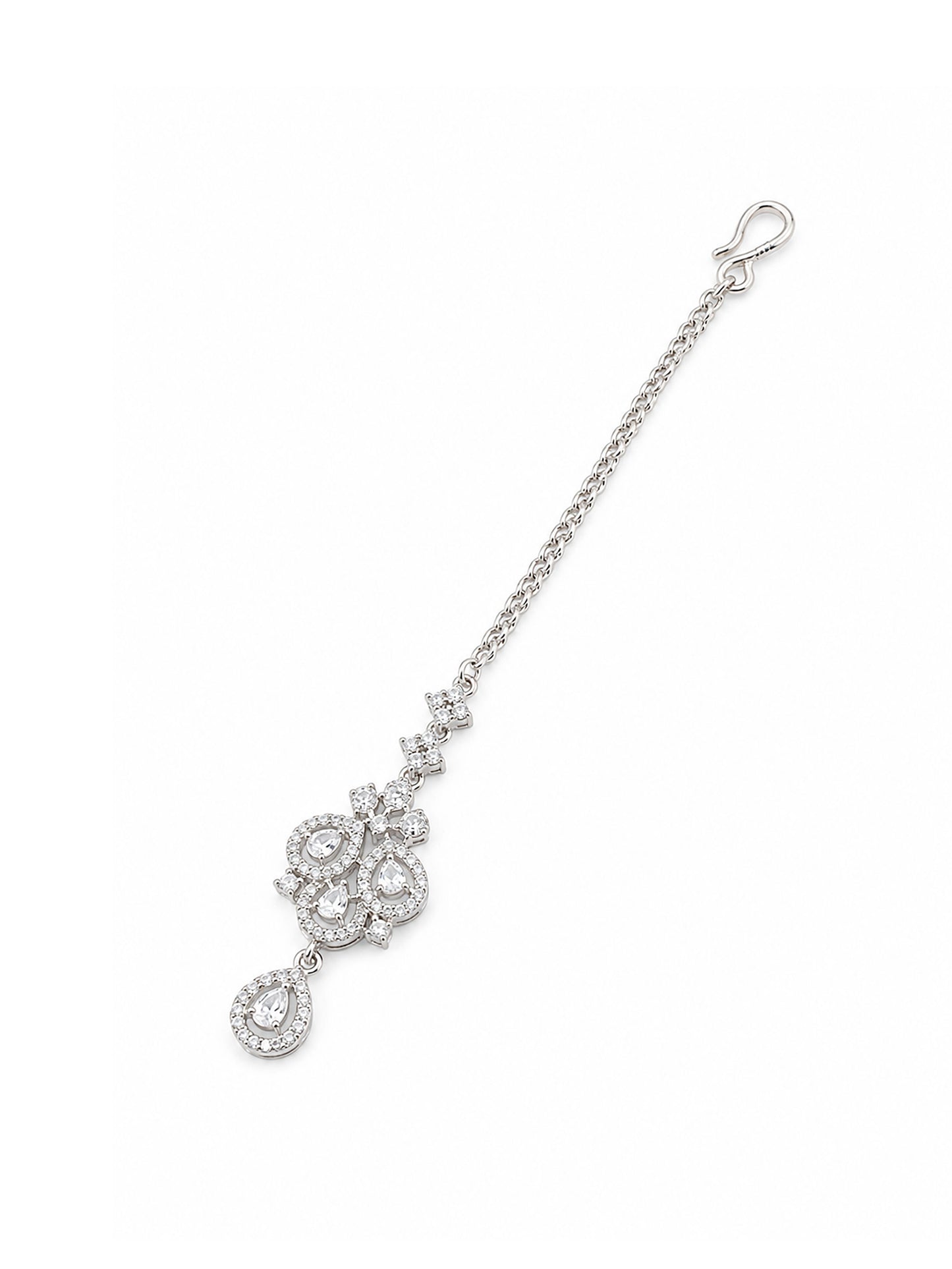 Silver Plated AD Maang Tikka for Women