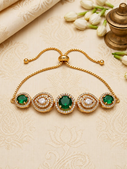 Antique Gold Plated Green AD Bracelet for Women
