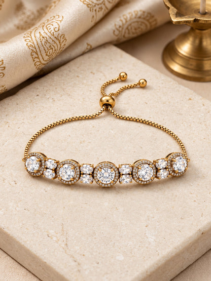 Antique Gold Plated AD Adjustable Bracelet for Women