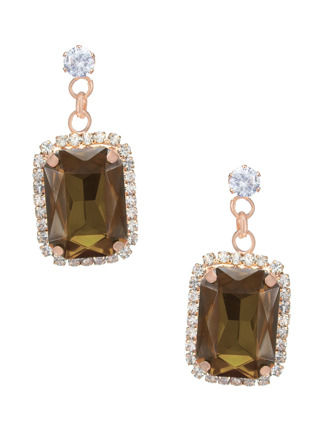 Crystal Stone Square Drop Earrings