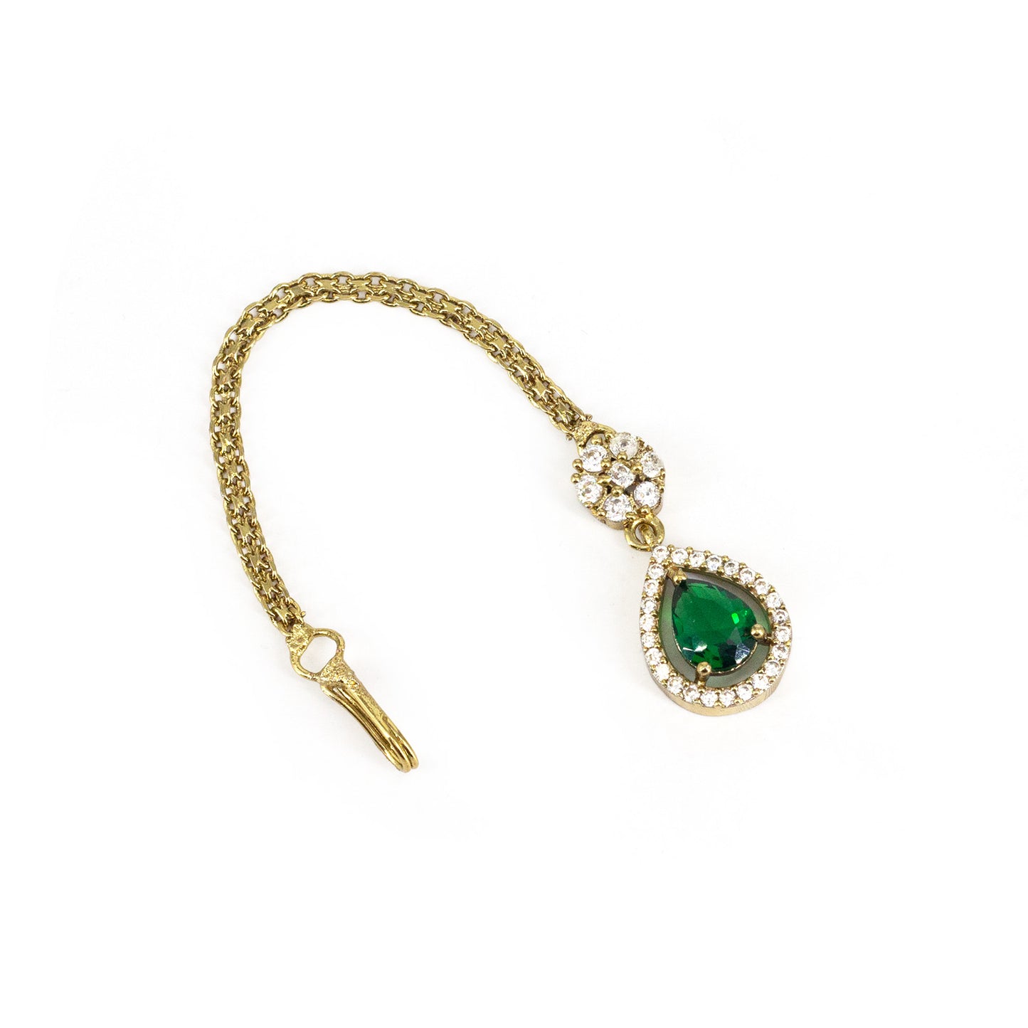 Gold Plated Green AD Maang Tikka for Women