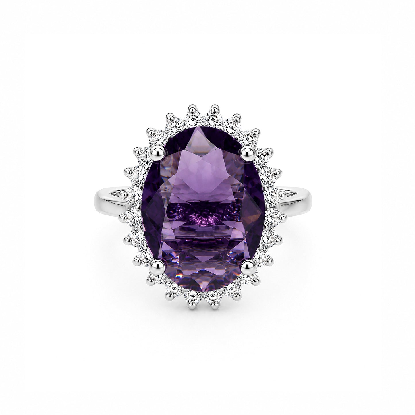 Silver Plated Purple AD Finger Ring for Women