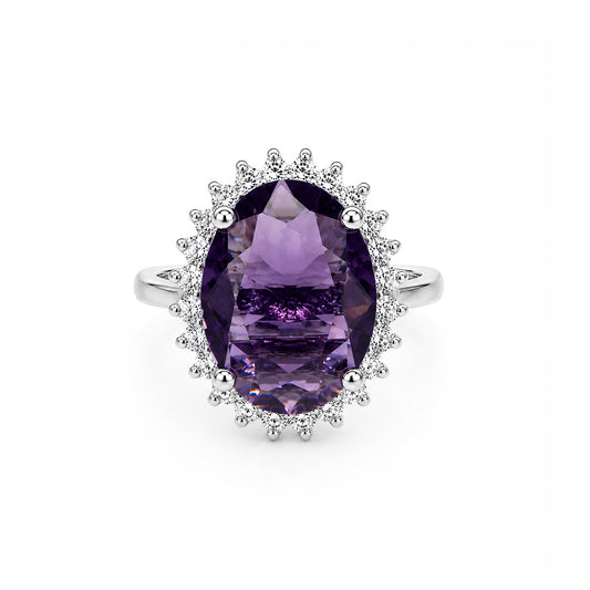 Silver Plated Purple AD Finger Ring for Women