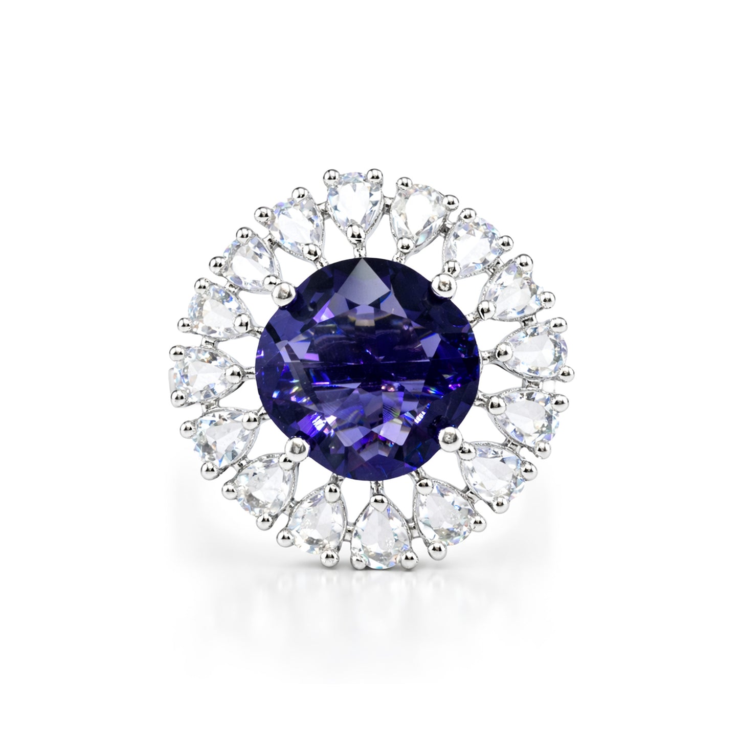 Silver Plated Purple AD Finger Ring for Women