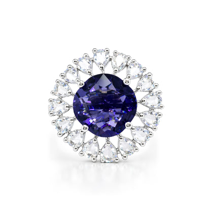 Silver Plated Purple AD Finger Ring for Women