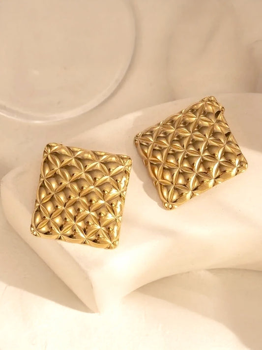 Stainless Steel Anti Tarnish Square Stud Earrings