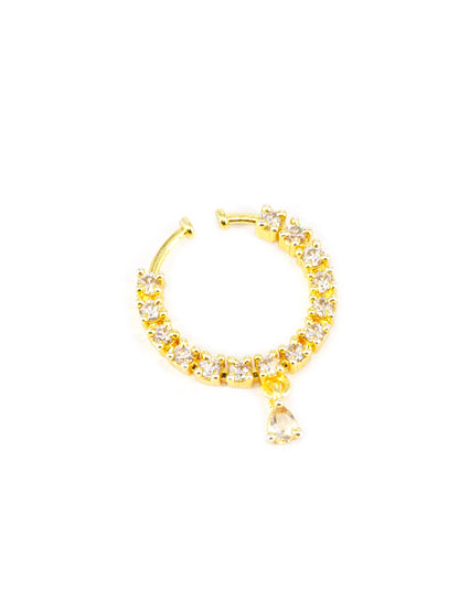 Gold Plated AD Bridal Drop Press On Nose Ring for Women
