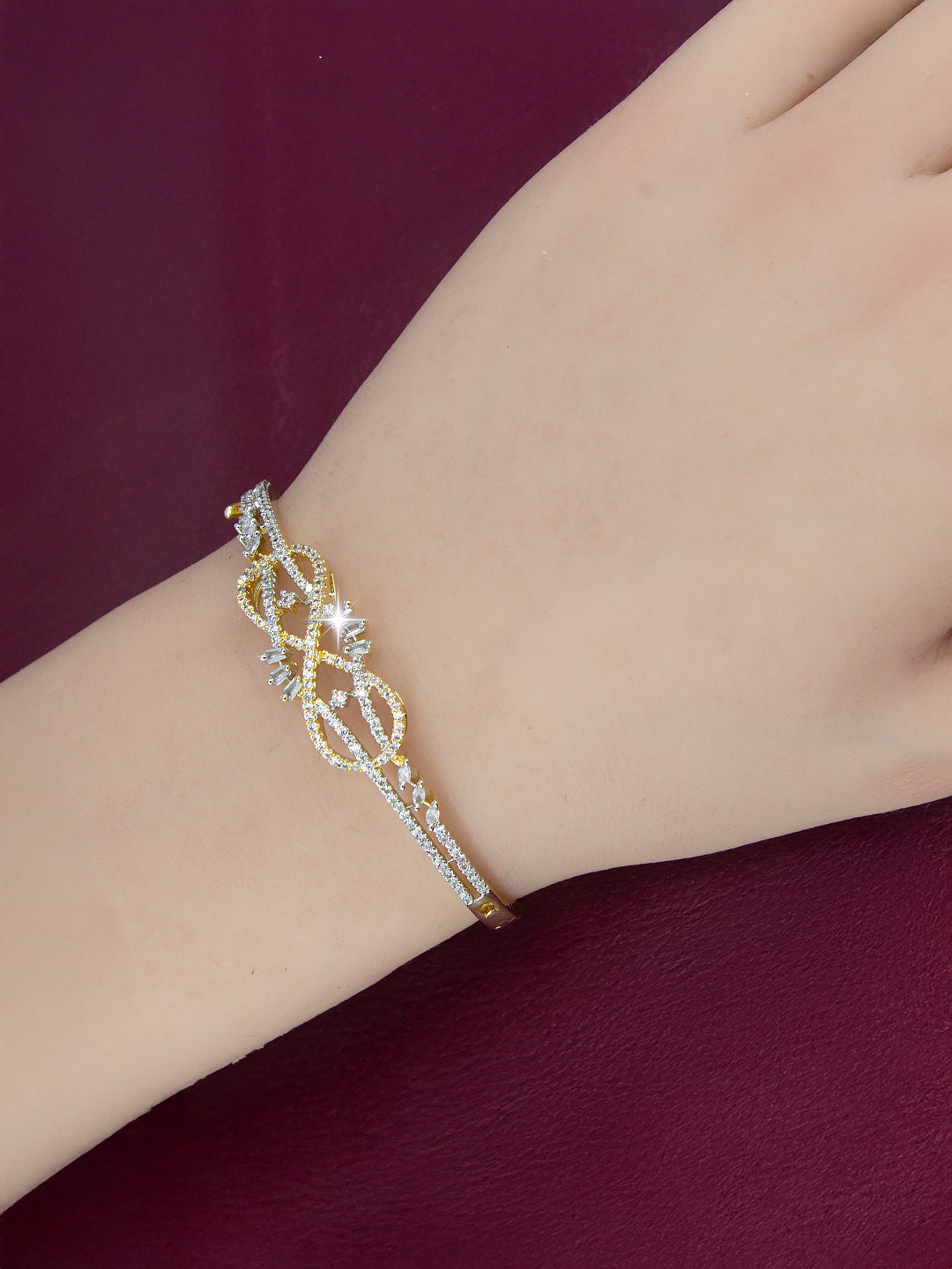 Gold Plated White AD Bracelet For Women