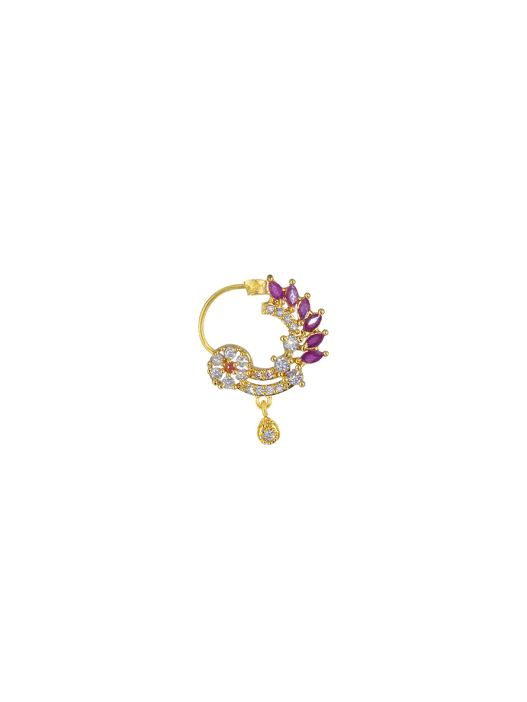 Gold Plated American Dimaond Drop Nose Ring