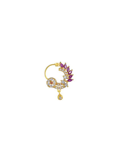 Gold Plated American Dimaond Drop Nose Ring