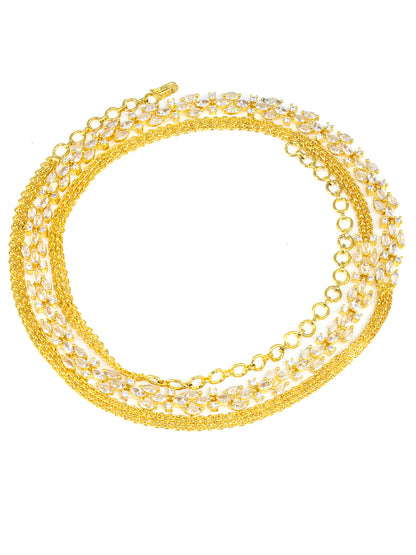Gold Plated AD Sleek Designer Waist Chain For Women