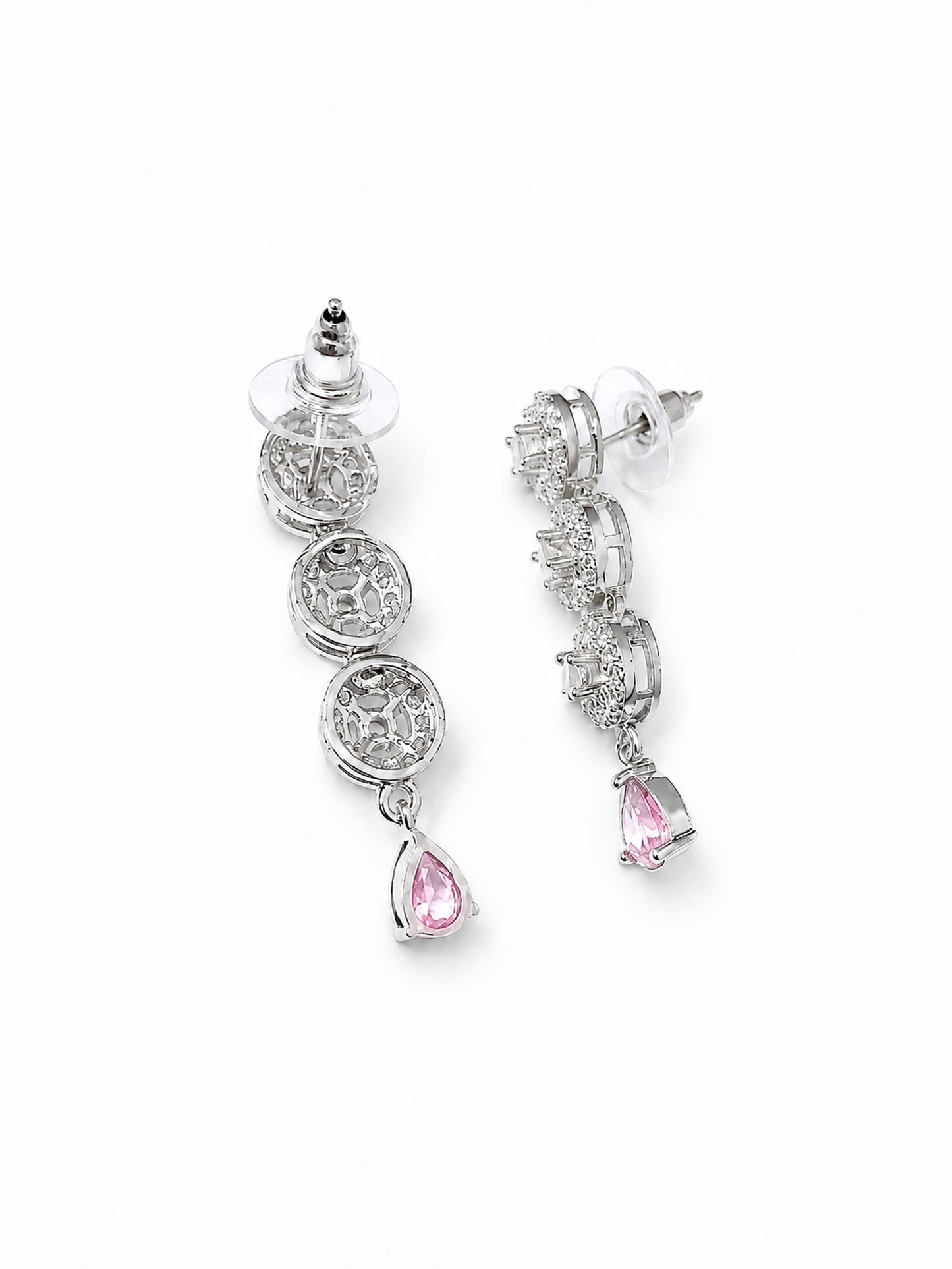 Silver Plated Pink AD Jewellery Set for Women