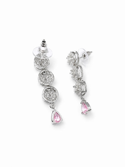 Silver Plated Pink AD Jewellery Set for Women
