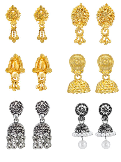 Pack of Six Small Jhumki & Drop Earrings