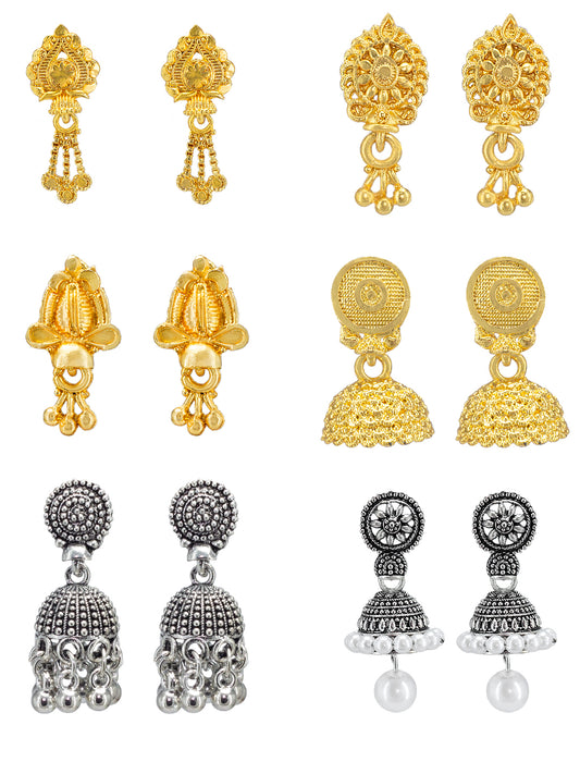 Pack of Six Small Jhumki & Drop Earrings