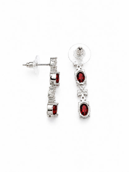 Silver Plated Red AD Jewellery Set for Women