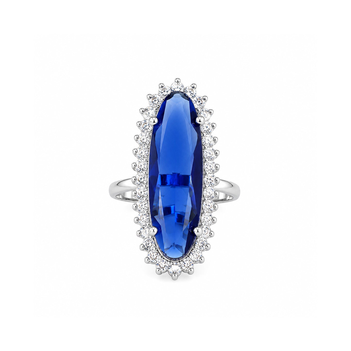 Silver Plated Blue AD Finger Ring for Women