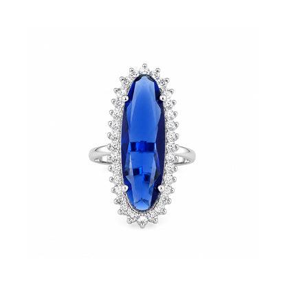 Silver Plated Blue AD Finger Ring for Women
