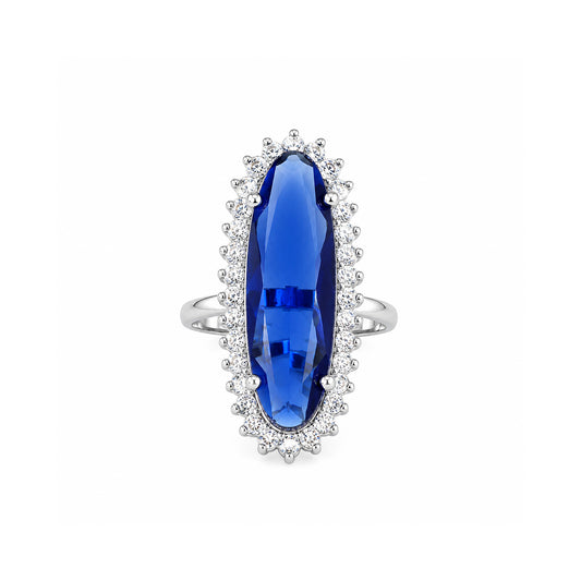 Silver Plated Blue AD Finger Ring for Women