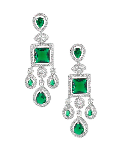American Diamond Green 2 Layer Designer Jewellery Set For Women