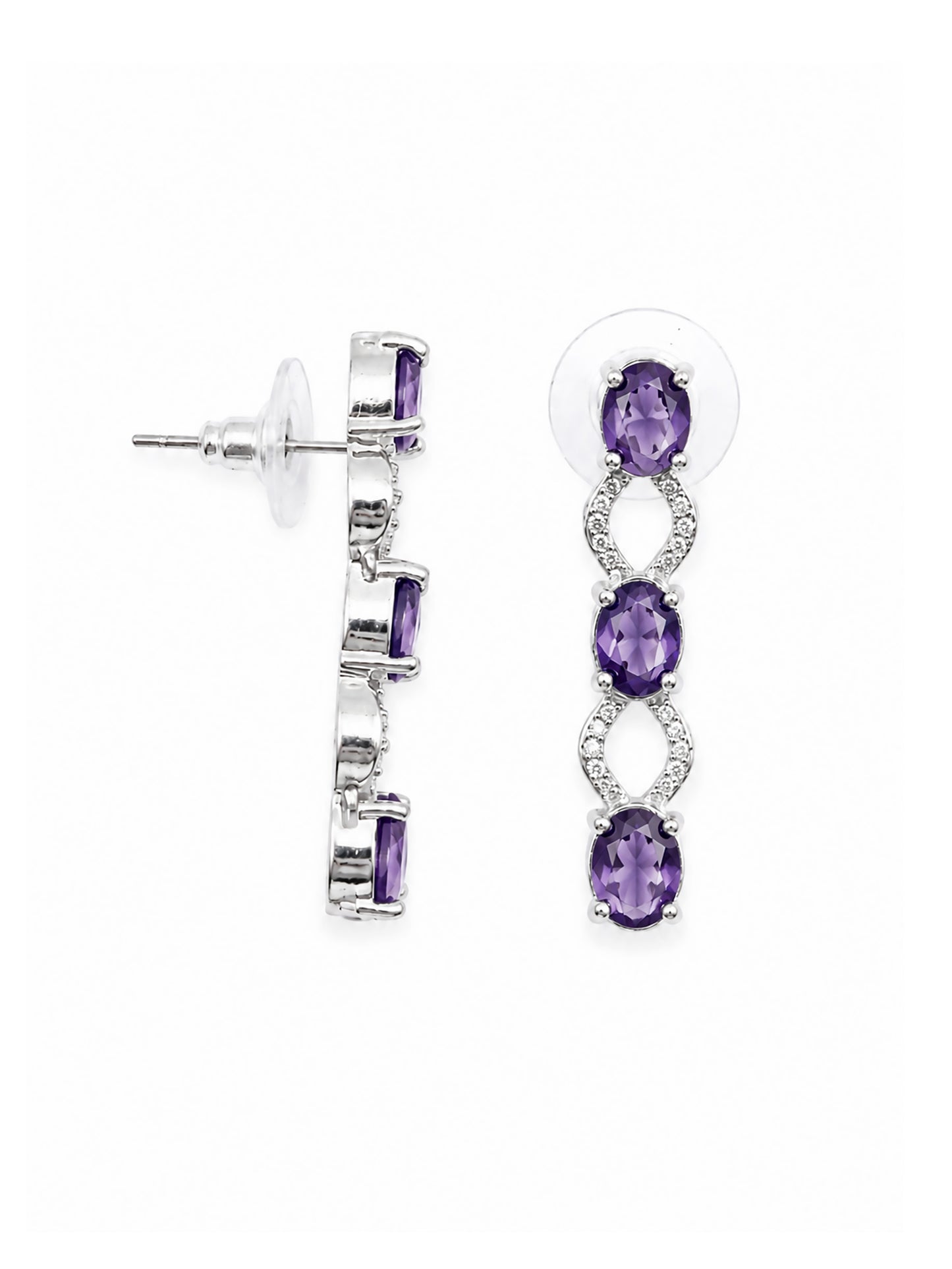 Silver Plated Purple AD Choker Set for Women