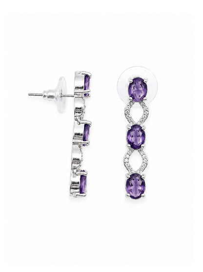 Silver Plated Purple AD Choker Set for Women