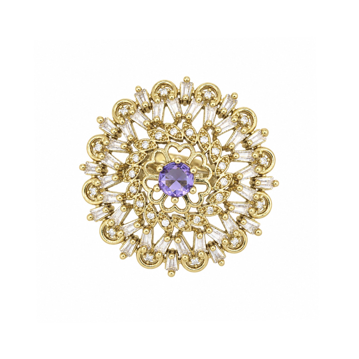 Gold Plated Purple AD Finger Ring for Women