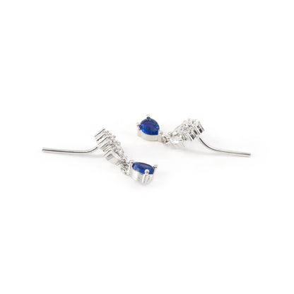 Silver Plated Blue Drop Earrings for Women
