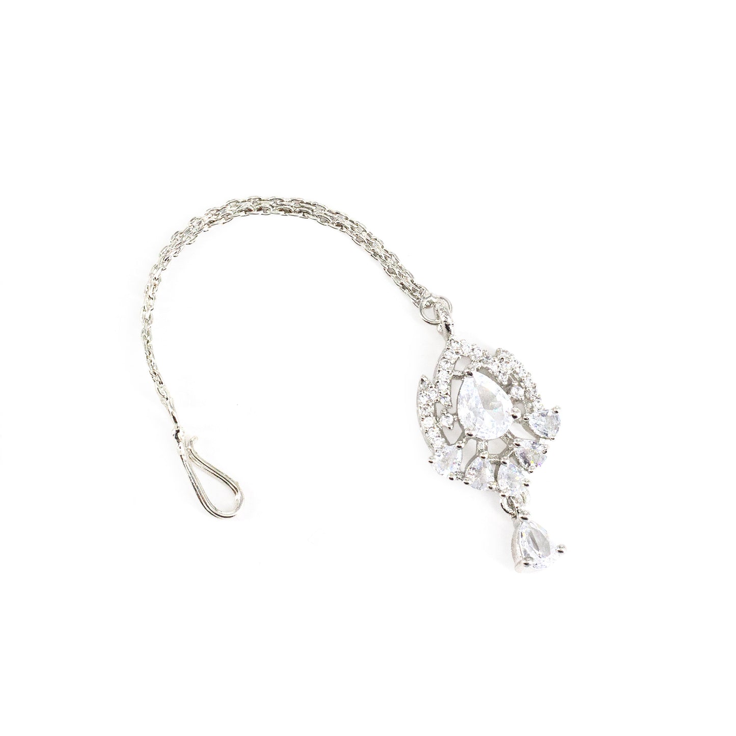 Silver Plated AD Maang Tikka for Women