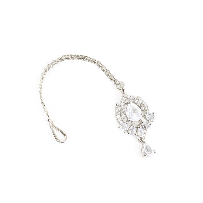 Silver Plated AD Maang Tikka for Women