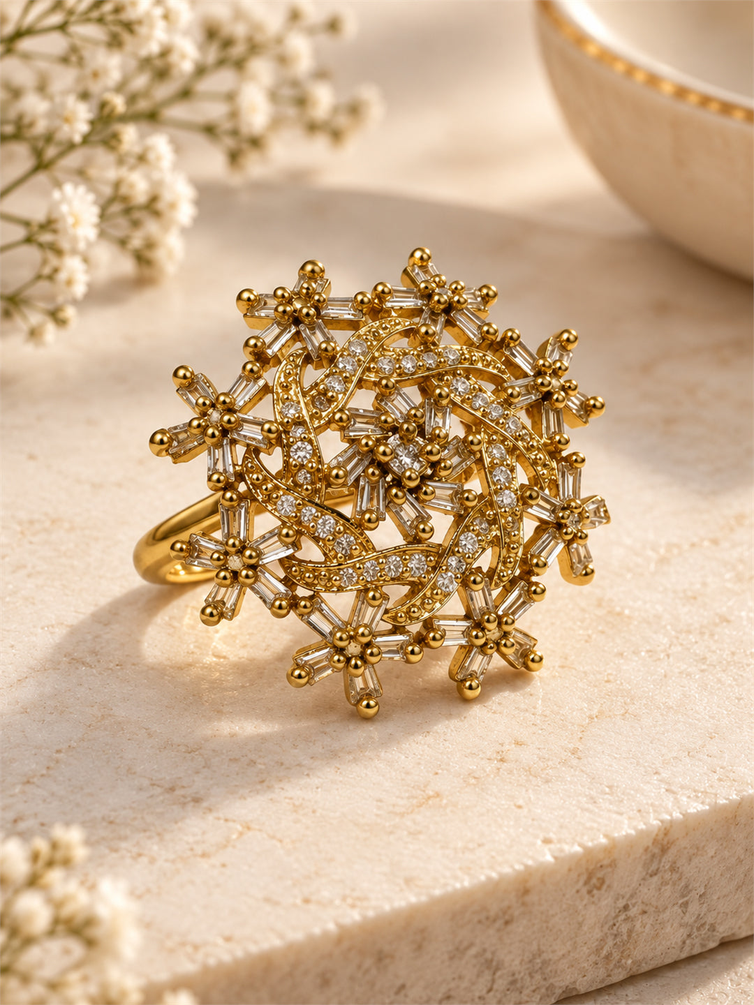 Antique Gold Plated AD Finger Ring for Women