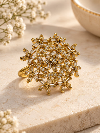 Antique Gold Plated AD Finger Ring for Women