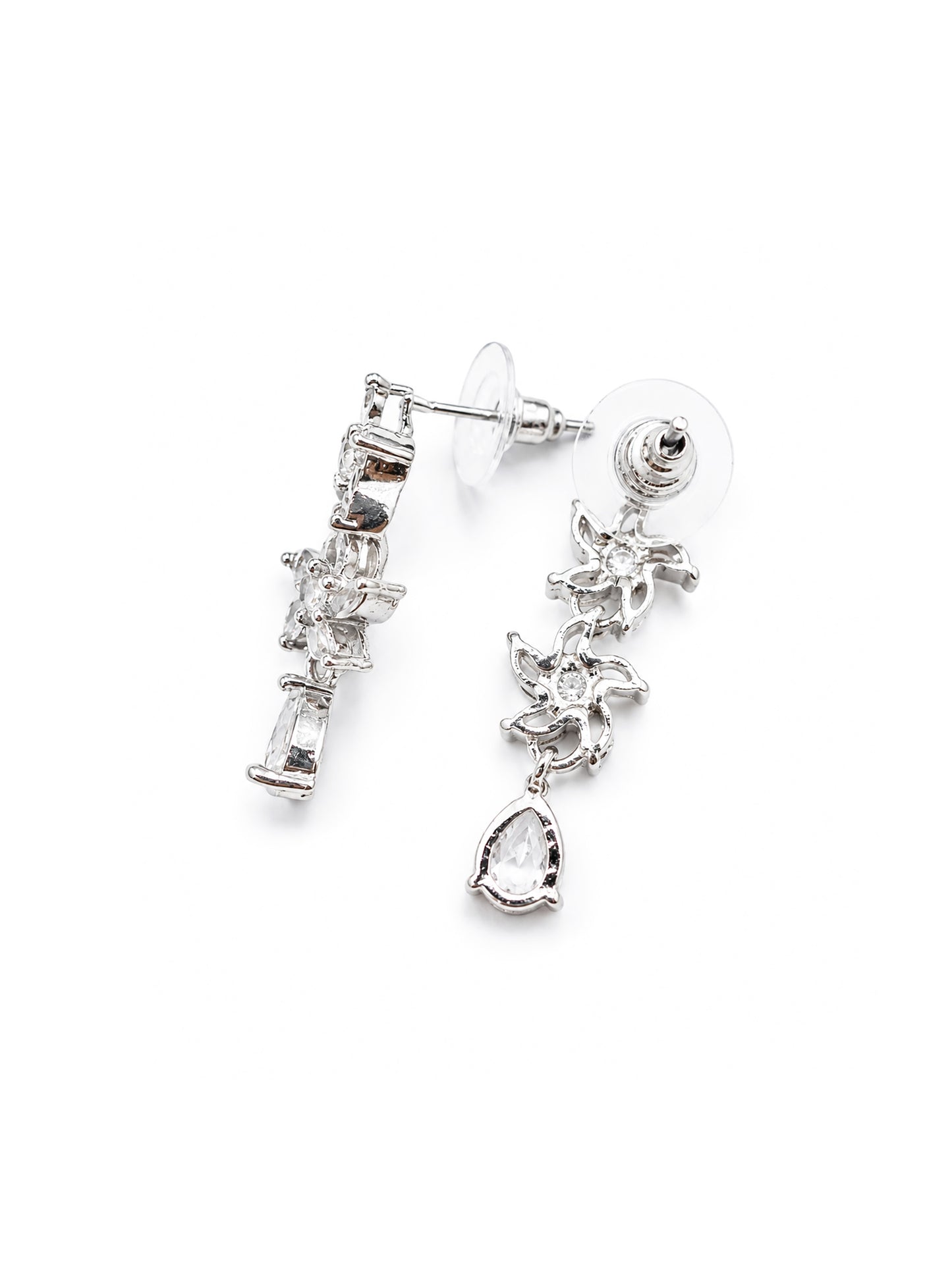 Silver Plated AD Floral Jewellery Set for Women