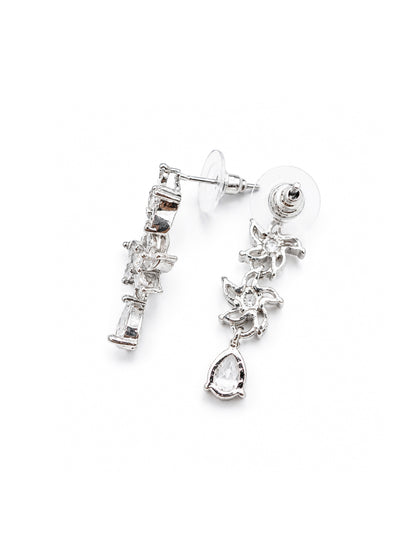 Silver Plated AD Floral Jewellery Set for Women