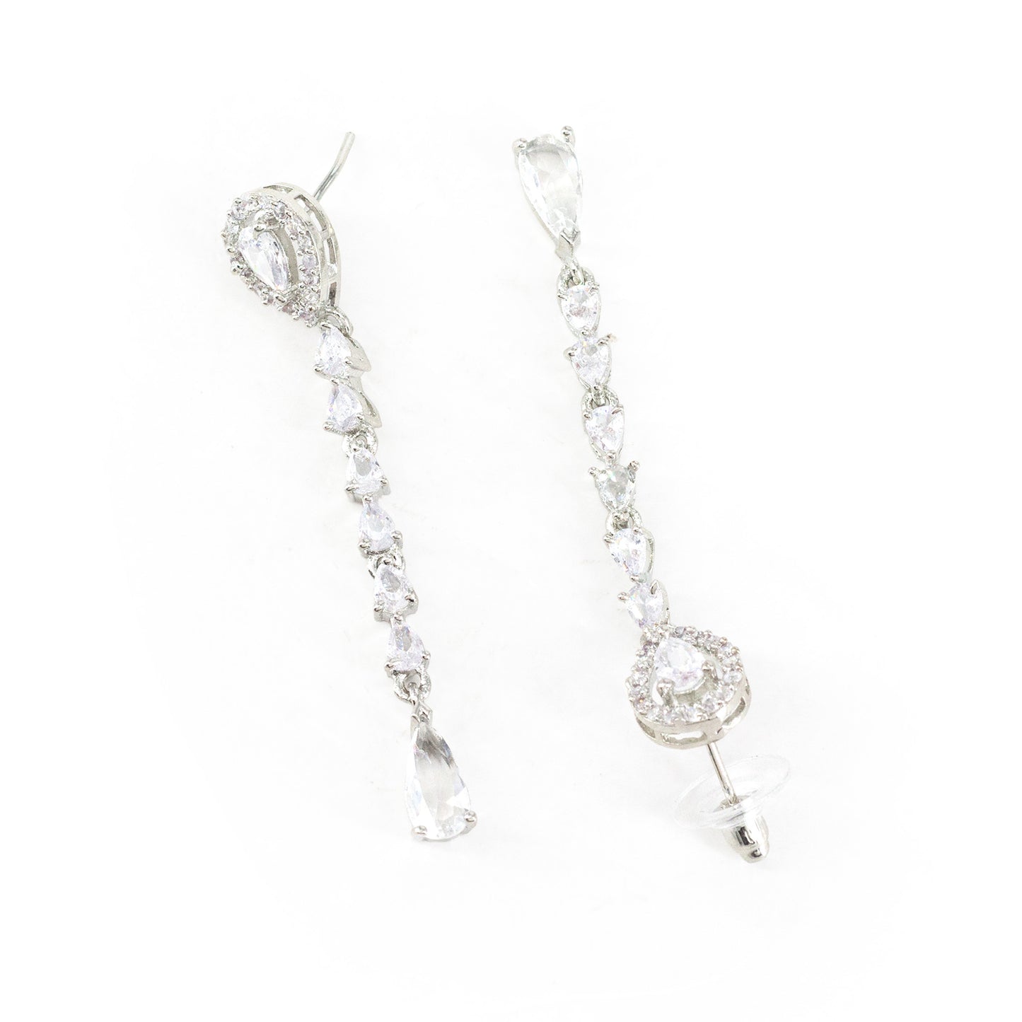 Silver Plated AD Drop Earrings for Women