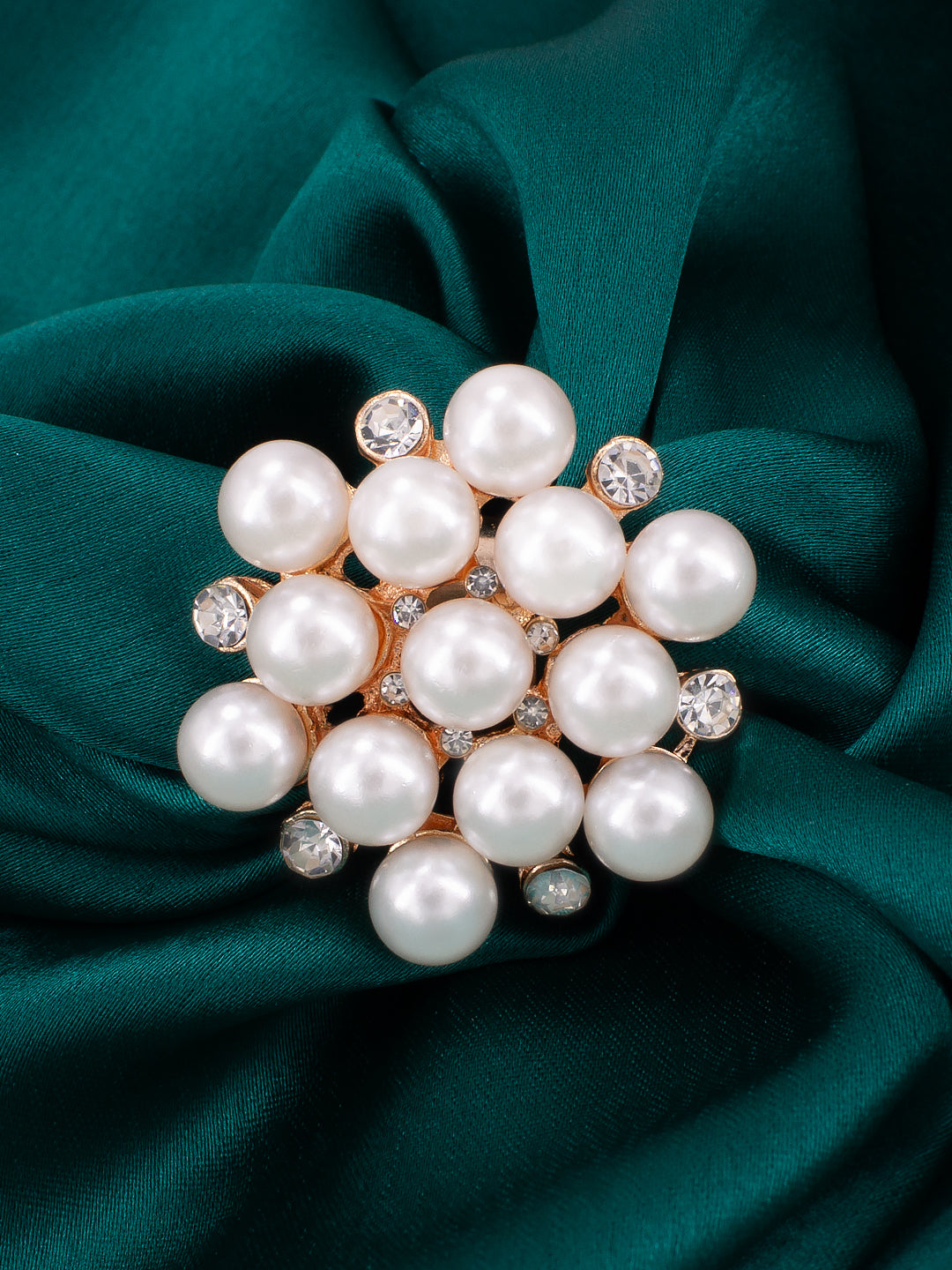 Faux Pearls Beads Adjustable Ring