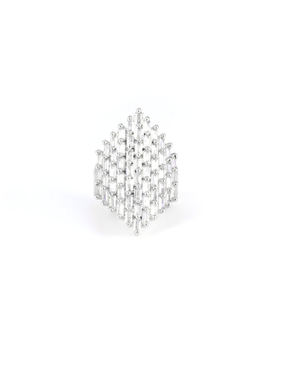 Silver Plated AD Adjustable Ring For Women