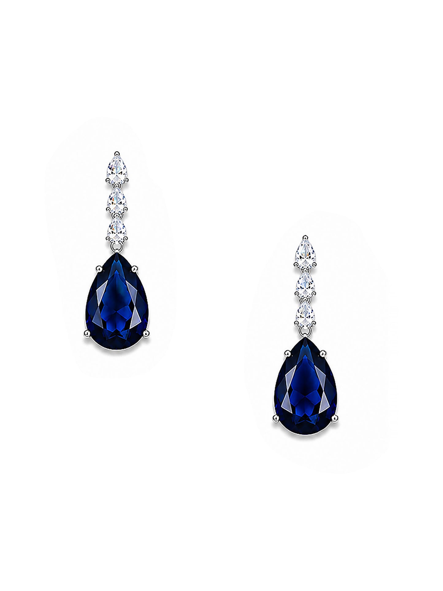 Silver Plated Blue Teardrop AD Jewellery Set for Women