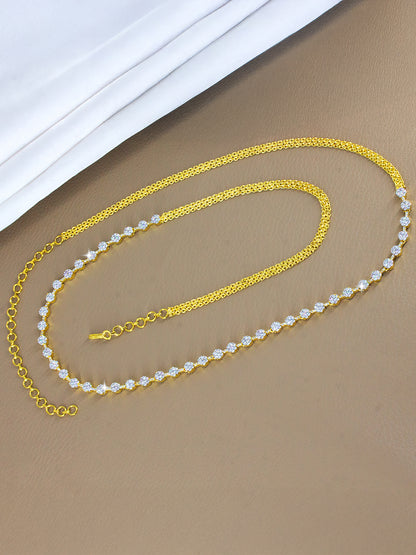 Gold Plated AD Floral Designer Sleek Waist Chain For Women