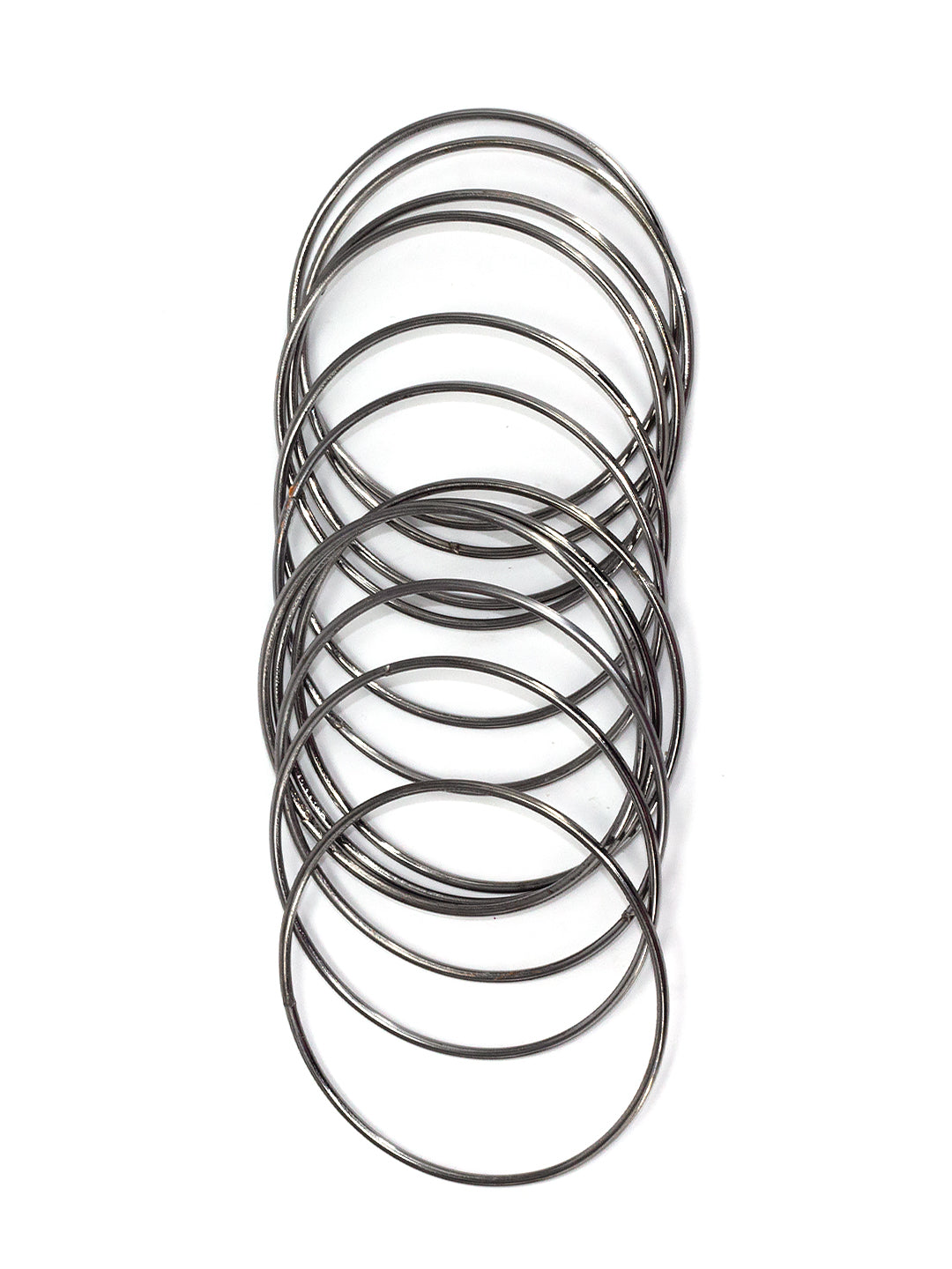 Set Of 12 Gun-Metal Minimal Basic Bangles