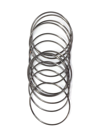 Set Of 12 Gun-Metal Minimal Basic Bangles