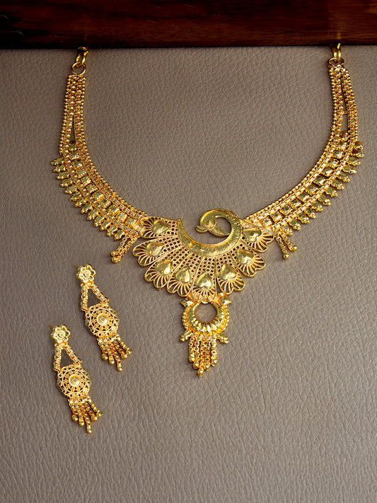 Gold-Plated Peacock Design Jewellery Set