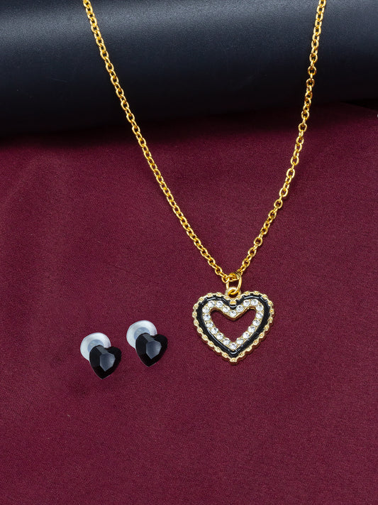 Heart Pendant & Studs Set