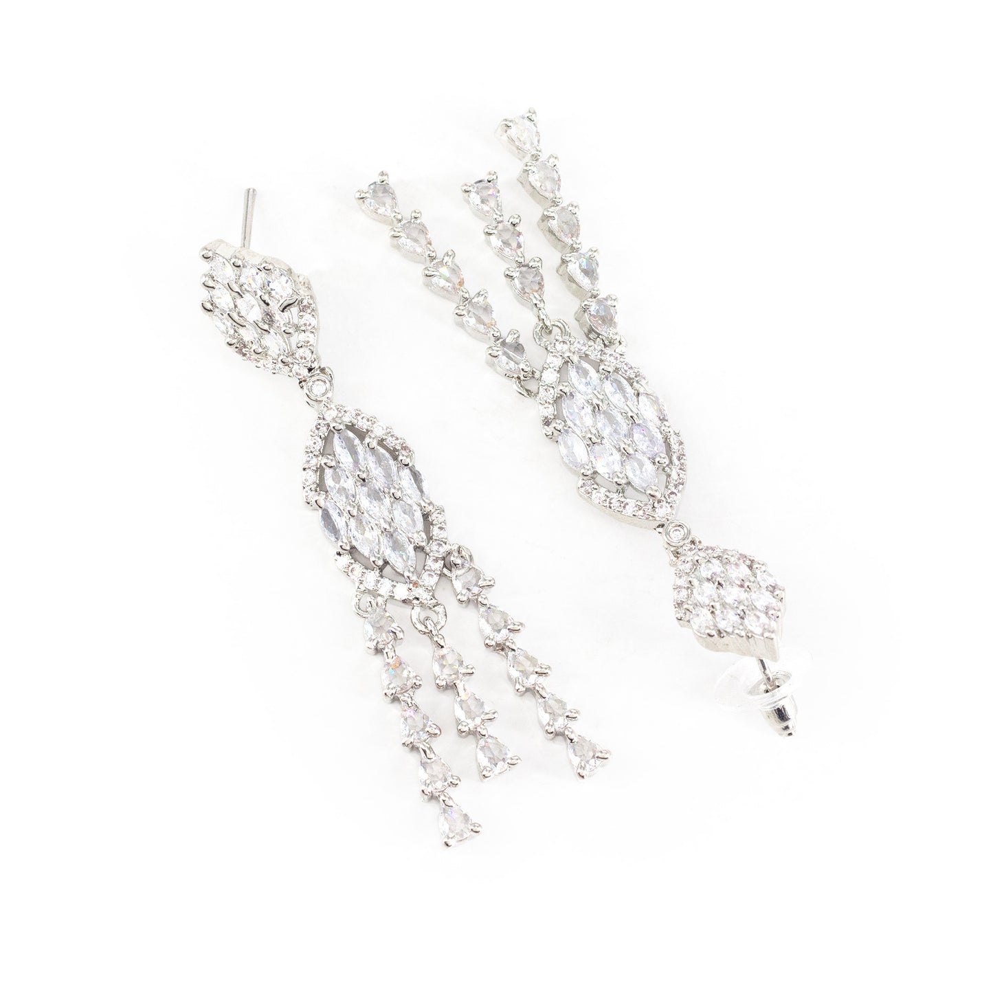 Silver Plated AD Drop Earrings for Women