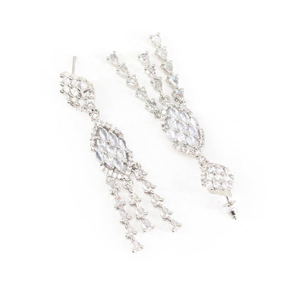 Silver Plated AD Drop Earrings for Women