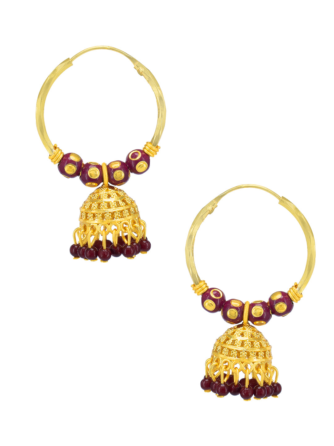Circular Beaded Hoop Jhumka Earrings