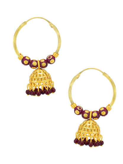 Circular Beaded Hoop Jhumka Earrings